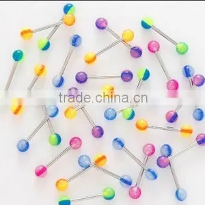 Steel Barbell Tongue Rings Tongue Start uv Rings Body Jewelry thumbnail-1