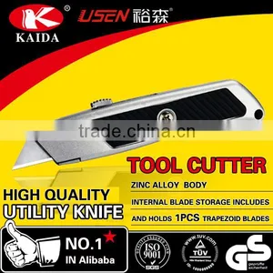 Tool Cutter 2pcs Trapezoid Blade Zinc Alloy Auto Retractable SK5 Blade Utility Cutter thumbnail-2
