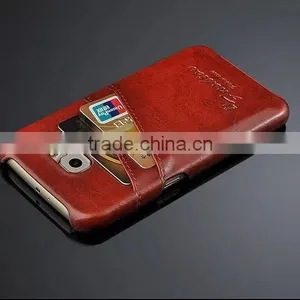 Card Holder Genuine Wax Matt Leather Back Cover For Samsung Galaxy S6 thumbnail-1