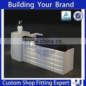 Wood and Glass Cash u Shaped Counter Wooden Cash Counter Table thumbnail-4