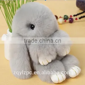 Big Soft Cute Rex Rabbit Fur Toy Keyring Decorate Keychain Trimming for Keys thumbnail-2