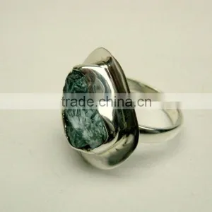 Aquamarine Raw Natural Gemstones Fashion Ring, 925 Solid Sterling Silver Adjustable Rings, Brazilian Aquamarine Rough Gemstones thumbnail-1