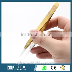 Heat Resistant Gold Ceramic Tweezers 72MZ for Jewelry Tools & Equipment Use thumbnail-2