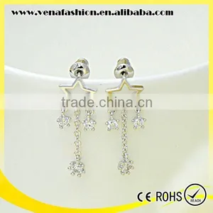 Ebay Zircon Star Pattern Chain Plated 925 Silver Earring thumbnail-3