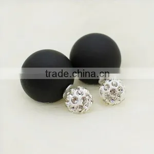 Fashion Crystal Jewelry Stud Double Face Plastic Pearls Double Pearl Earring thumbnail-4