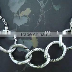 White Color With Black Line Necklace Chain 4mm Thickness thumbnail-1