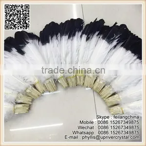 Wholesale Imitation Eagle Feather Top Quality Best White Turkey Black Tip Feather thumbnail-2