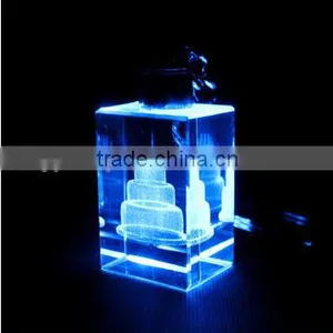 LED Crystal Keychain With Birthday Cake for Birthday Gifts 2015.3D Laser Crystal Keychain thumbnail-1