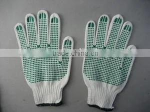 7g String Knitted Green PVC Double Dotted Glove thumbnail-1