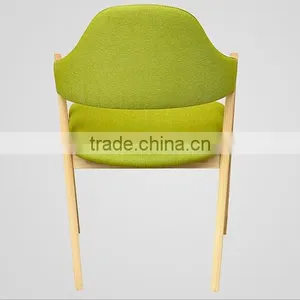 Green Color Fabric Indoor Wood Chair thumbnail-5