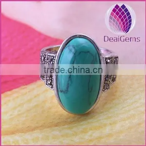 2015 Wholesale Fashion Wedding Tibetan Silver Tibet Turquoise Ring thumbnail-3