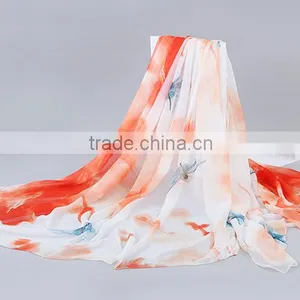 Pink Rose Silk Twill Scarves Print Women Scarf Handmade Wrap Shawl Chiffon Large Cheap Price thumbnail-4