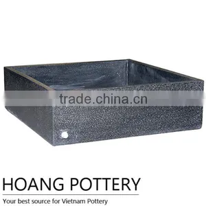 Low Black Terrazzo Flower Planter / Pot Wholesale thumbnail-1