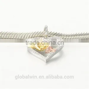Heart 18Kgold Metal Charms European Charm Bracelet Necklace 100% Real 925 Sterling Silver S192 Best Gifts For You Or Friends thumbnail-3