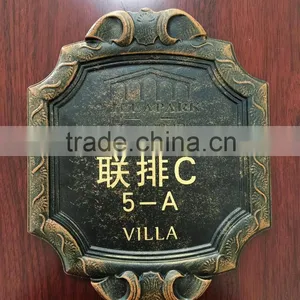 2016 New/Fashion Cast Aluminum Doorplate for Door Hanging Home Decor Garden Decor Antique Bronze Finish thumbnail-1