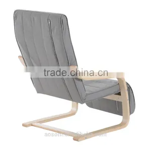 HomCom 39" Light Gray Reclining Bentwood Deck Chair thumbnail-4
