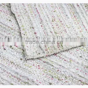 2016 Fashion White Thick Tweed Fabric, Heavy Woolen Tweed Fabric for Winter Garment thumbnail-5