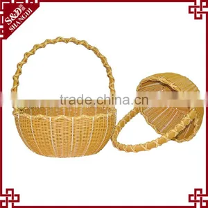 S&D pe Rattan 100 % Handmade Wicker Round Wedding Water Proof Round Decoration Storage Gift Basket With Handle thumbnail-1