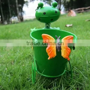 Garden Decoration Frog Painted Metal Frog Pot Metal Frog Frog Pot Outdoor Garden Frog Decor Frog With Bike Pot Flower Pot thumbnail-4