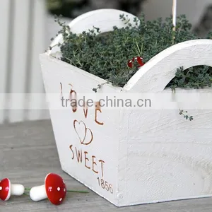 New Design Garden Decorative White Wooden Flower Planter With Handles thumbnail-2