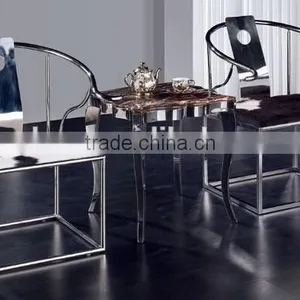 2015 White and Black Dairy Cow Leather Stainless Steel Leisure Chair A816 thumbnail-1
