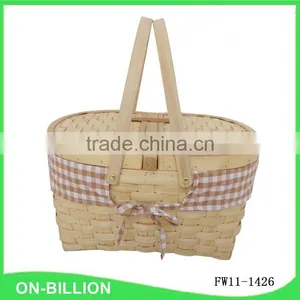 Cheap Wood Chip Empty Picnic Basket thumbnail-4