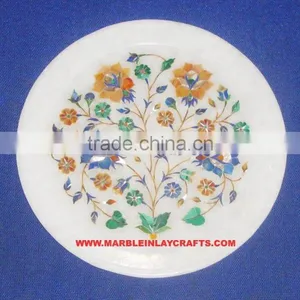 Marble Plate, Stone Inlay Plaque, Inlaid Marble Plate thumbnail-1