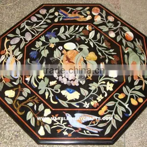 Marble Stone Inlaid Octagonal Shape Coffee Table Top Agra Inlay thumbnail-1