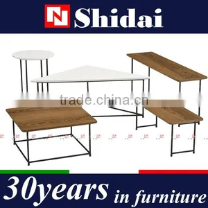 Iron Plate Legs Wooden Round Coffee Table Modern TA112 thumbnail-3