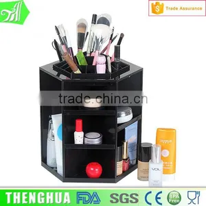 Rotation Hexagon Make-up Tools Plastic Storage Box Organizer Cosmetic Case thumbnail-3