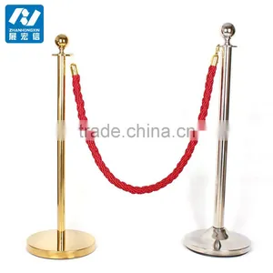 2 Pack Titanium Finish Crowd Control Stanchion Posts Red Velvet Rope thumbnail-2
