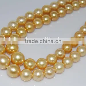 The Best Quality 14-15mm Real Golden South Sea Pearl Strands thumbnail-3