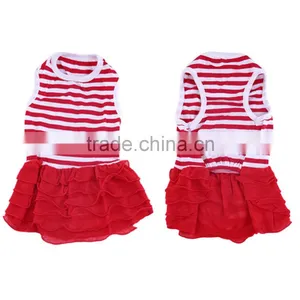 2015 Newly Design Hot Pet Dog Puppy Tutu Princess Dress Stripe Bow Lace Skirt Formal Wedding Clothes Pet Apparel thumbnail-3