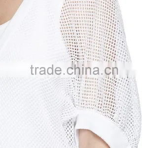 Korea Style Fashion Design Lady Custom Bell Sleeve Mesh Knit Sweater thumbnail-5