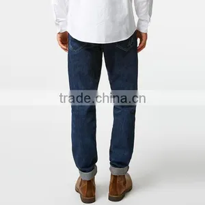 Dark Blue Skinny Knee Ripped Jeans Men Wholesale thumbnail-2