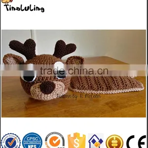 Newborn Costume Baby Hat Short Set Handmade Knit Crochet Photography Props Deer Design thumbnail-1