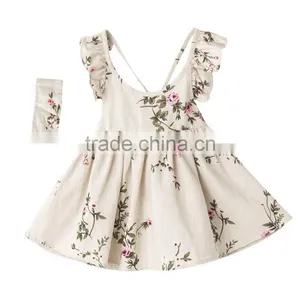 Baby Girls Clothes Summer Floral Print Backless Party Dresses For Children Frock Design For Baby Girl thumbnail-1