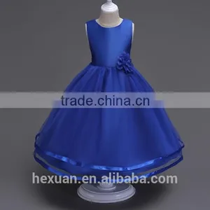 2017 New Arrival Kids Fancy Wedding Matt Satin Dress Baby Girl Evening Party Skirt thumbnail-6