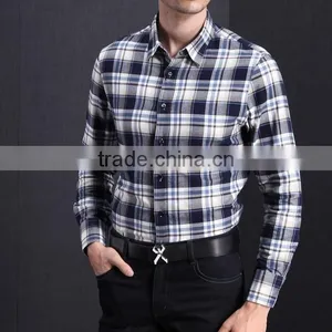 Wholesale Cotton Long Sleeve Plaid Casual Men Shirts Men Clothes thumbnail-1