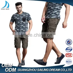 2016 100% Cotton Army Green Cargo Pants Quick Dry Pocket Square Box Design Match Cargo Shorts for Men thumbnail-3