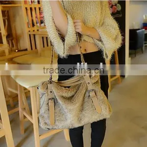 Fashion Simple Casual Style Solid Fur Chain Women Handbags thumbnail-2