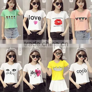 Joker Lady T-shirt Female Students the New Summer 2017 Han Edition Women's Short Sleeve T-shirt Letter Brief Paragraph Smock thumbnail-5