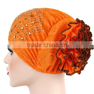 Hot Drill Head Hat With a Large Flower Plate Flower Cap India Arabian Head Scarf Spot thumbnail-5