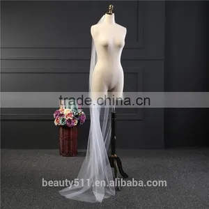 2017 Wholesale Wholesale White Wedding Lace Bridal Veils Fashionable Long Tulle Bridal Veils thumbnail-4