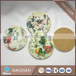 Round Blank Ceramic Coaster With Cork Back White Ceramic Coasters Sublimation Printable thumbnail-3