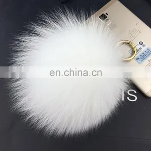 Extra Large Olive Green Arctic Fox Fur Ball Key Chain for Womens Bag or Cellphone or Car thumbnail-1