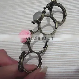 Luxuries Wedding Copper Palm Rings Rose Gold Plated CZ Zircon Ring Girls Lovers Prong Setting Rhinestones Four Fingers thumbnail-4