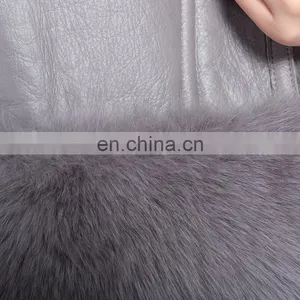 Korean Style High Quality Clothing Winter Women Leather Jacket With Fox Fur Collar thumbnail-5