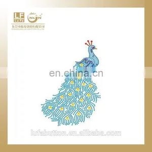 Blue Peacock Motif Hotfix Rhinestones Design thumbnail-1