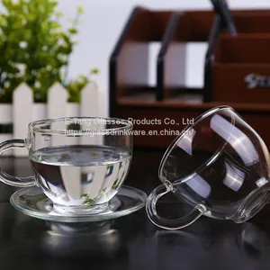 Wholesale Factory Price Amazon Custom Logo 100ml 3.5oz Glass Cup, Drinking Glasses, Double Wall Mini Glass With Handle thumbnail-5